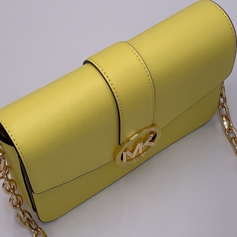 Michael Kors Carmen Medium Convertible Shoulder Bag Crossbody SUNSHINE Leather - Picture 13 of 16